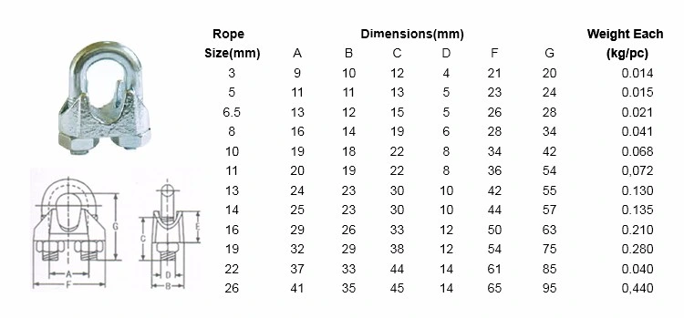 Electro Galvanized DIN741 Malleable Wire Rope Clip